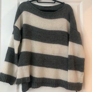 Brandy Melville grey and white stripe sweater